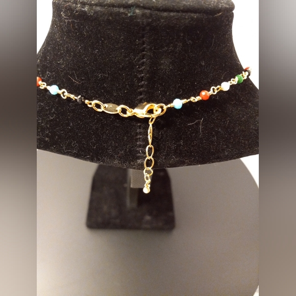 Rosary Azabache Beaded multicolor Gold Layered/ Oro Laminado Necklace NWOT - Picture 3 of 4
